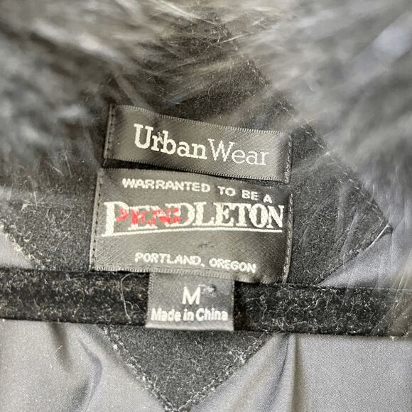 Pendleton Merino Wool Jacket M – Zip Front, Fur Collar, Urban Wear, Winter Coat - Picture 13 of 14